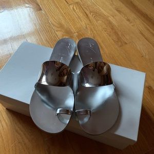 Giuseppe Zanotti Shield Silver Flats  Brand New 8.5 /38.5